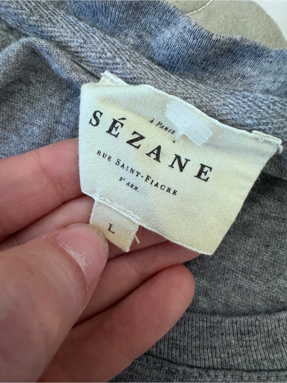 Sezane Grey Tee with Blue Heart Graphic - Picture 7 of 7